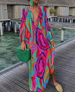 Retro Print Maxi Dress