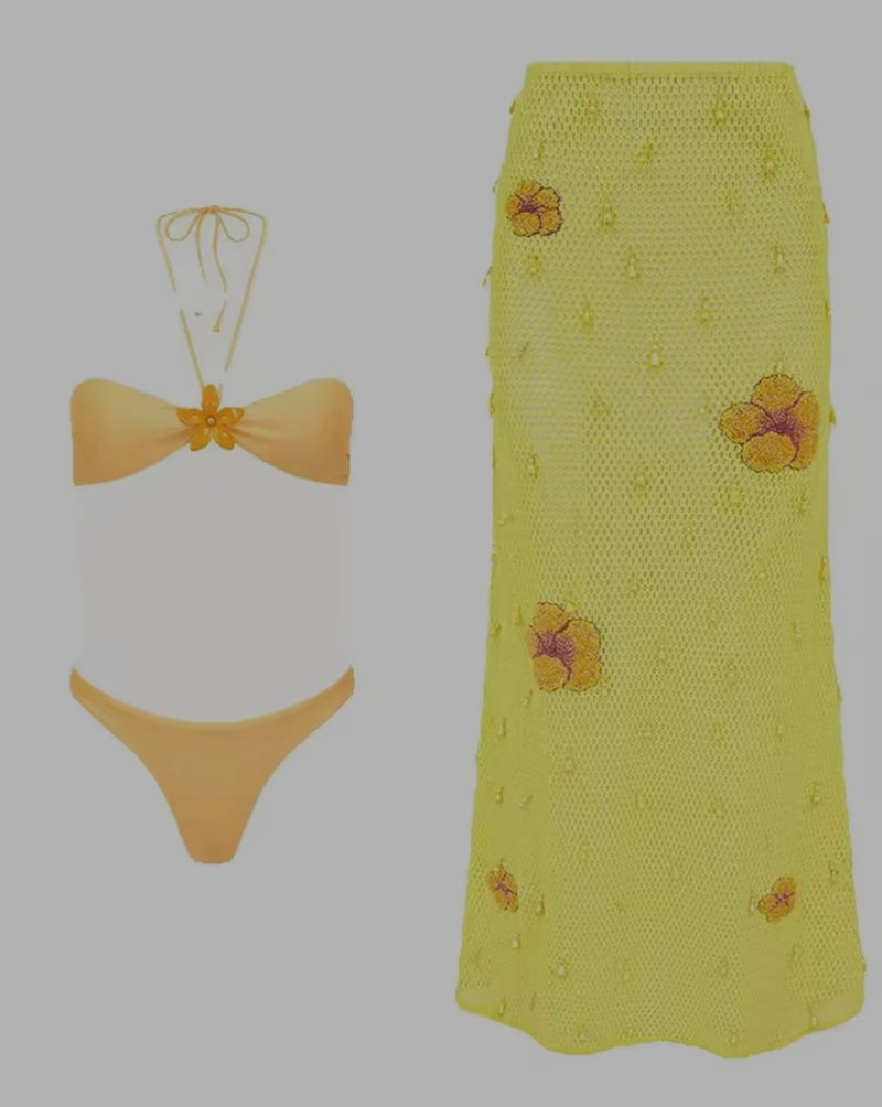 Golden Sunflower Bikini w/Cover Up